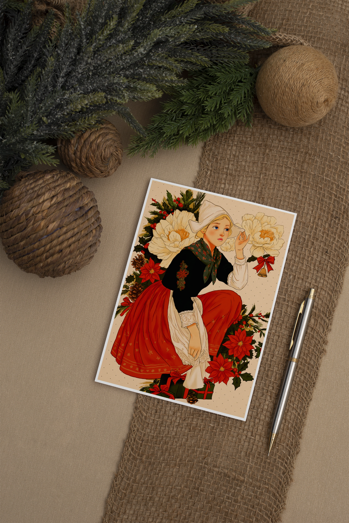 Kerstmeisje Ansichtkaart
