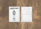 Watertoren Sneek postcard front and back - English