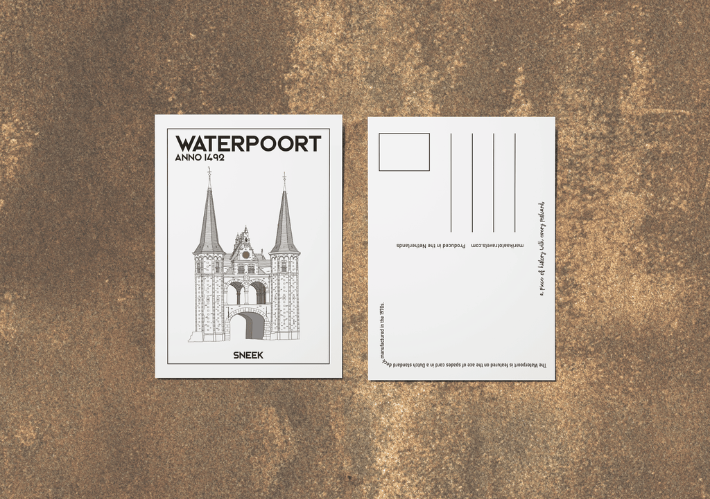 Waterpoort Sneek postcard voor en achterkant - English