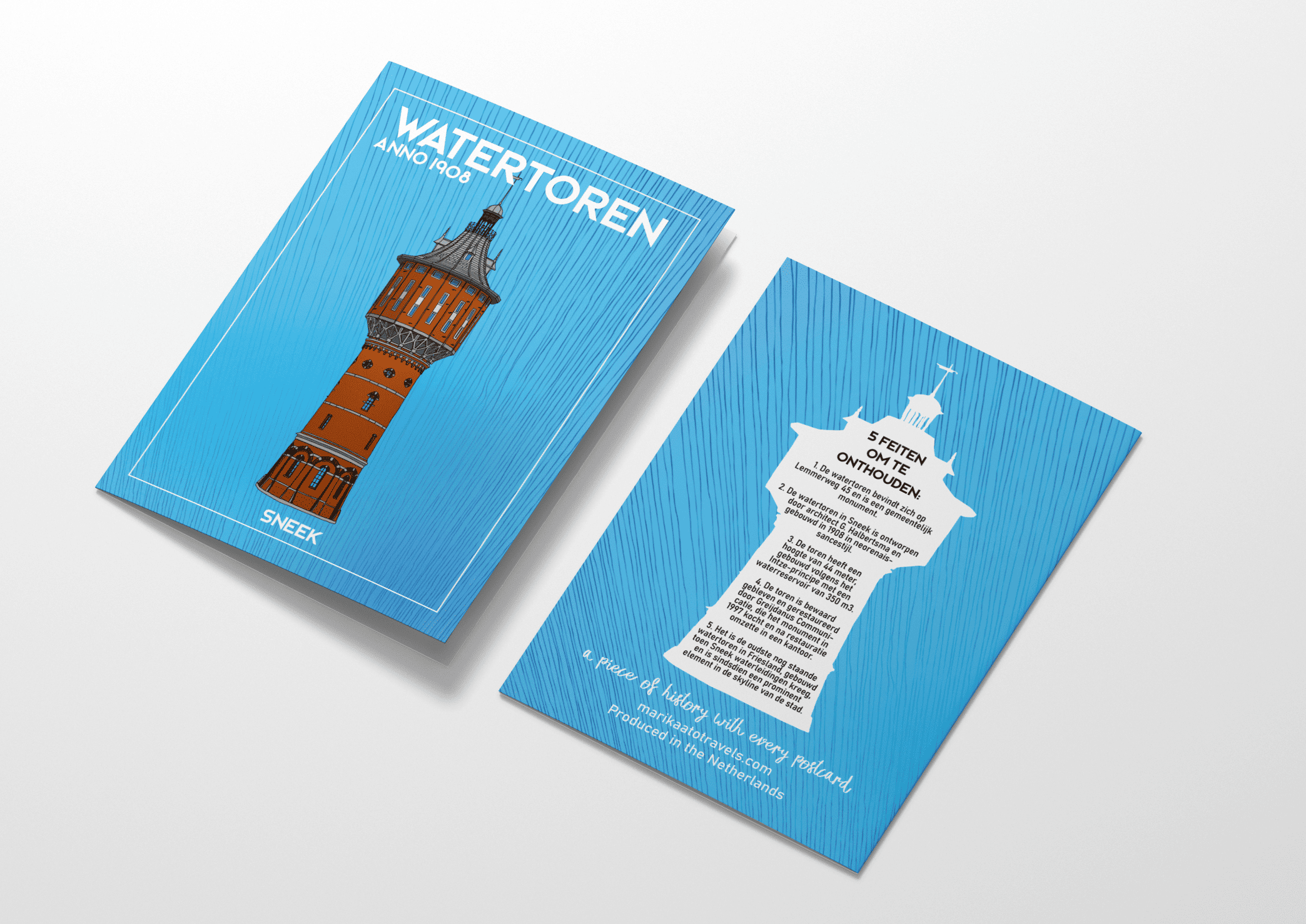 Watertoren Sneek gevouwen kaart - Nederlands